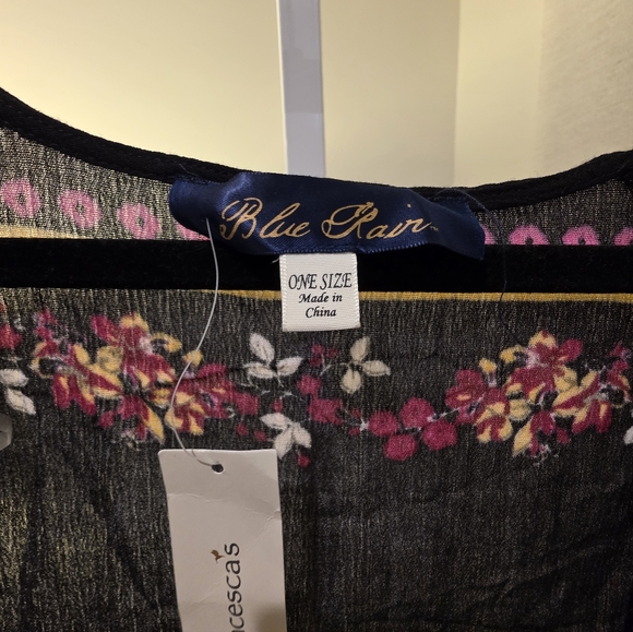 Black Floral Sheer Kimono Cover-Up NWT - Picture 2 of 6